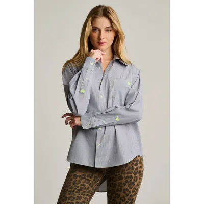 Lisa Todd Stripe It To Me Button-up Shirt In Blue