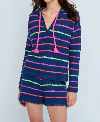 Lisa Todd Striped Hooded Sweater In Navy In Blue