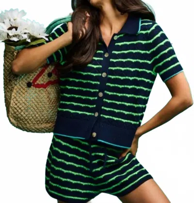 Lisa Todd Summer Set Cardigan In Navy In Blue