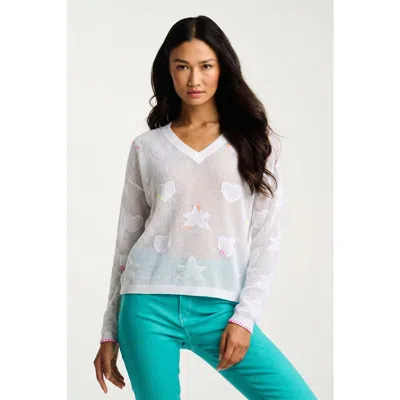 Lisa Todd Super Stars Open Knit Sweter In White