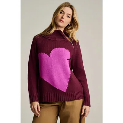 Lisa Todd Take Aim Heart Sweater In Wine