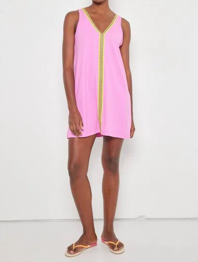 LISA TODD TIZZY V-NECK TUNIC DRESS IN HOT ORCHID