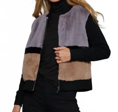 Lisa Todd Triple Threat Colorblock Faux Fur Jacket In Mocha/combo In Multi