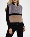 Lisa Todd Triple Threat Colorblock Faux Fur Jacket In Mocha Combo