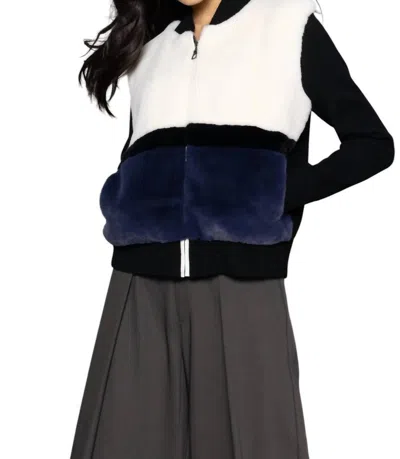 Lisa Todd Triple Threat Colorblock Faux Fur Jacket In Black