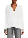 Lisa Todd Women's Collar Pop Striped-cuff Sweater In White