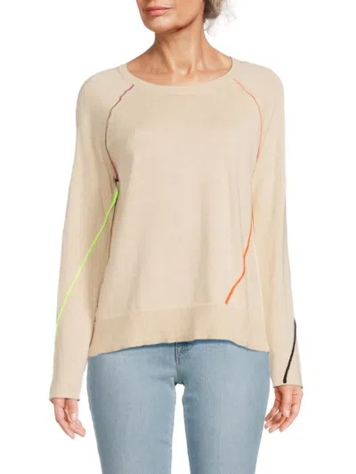 Lisa Todd Women's In A Pop Contrast Trim Sweater In Almond