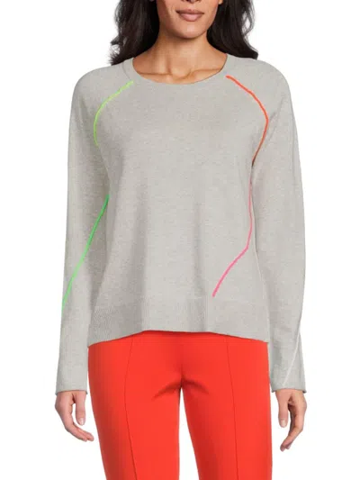 Lisa Todd Women's In A Pop Contrast Trim Sweater In Light Grey