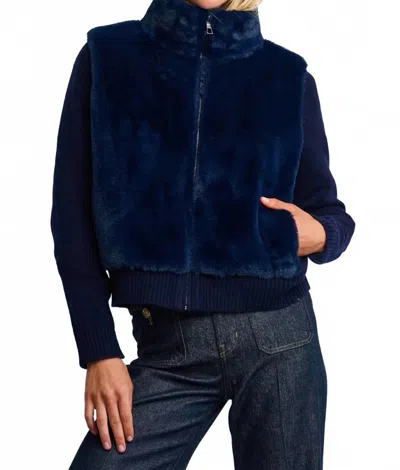 Lisa Todd Women's The Teddy Faux Fur Knit Jacket In Navy In Blue