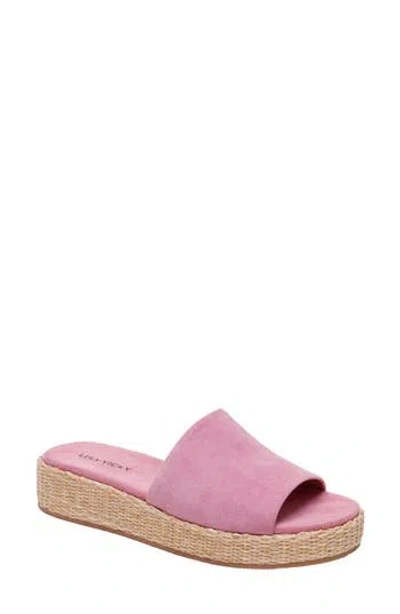 Lisa Vicky Smile Platform Slide Sandal In Foxglove Raffia