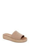Lisa Vicky Smile Platform Slide Sandal In Tan Camel Raffia