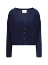 Lisa Yang The Abby Button Cardigan In Blue