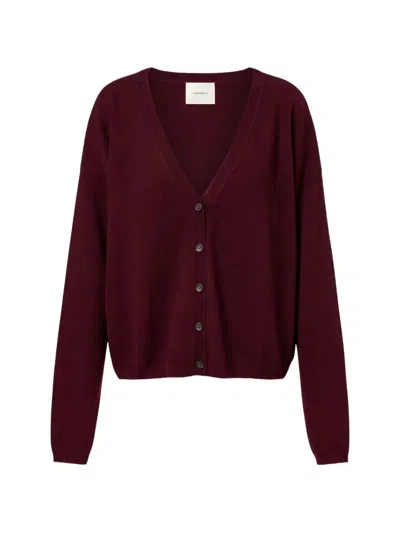 Lisa Yang Abby V-neck Cashmere Cardigan In Burgundy