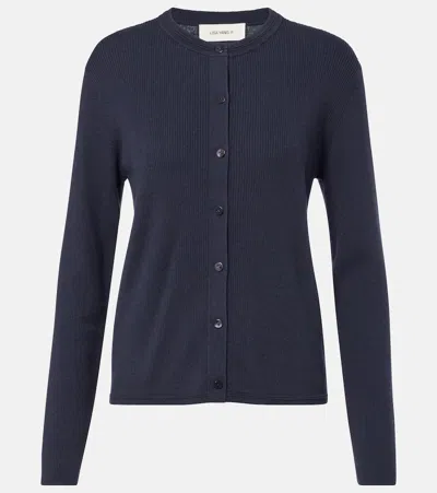 Lisa Yang Abeena Ribbed-knit Cotton And Cashmere Cardigan In Blue