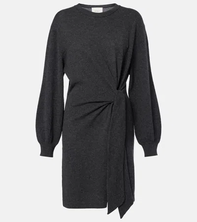 Lisa Yang Abrielle Gathered Cashmere Sweater Dress In Gray
