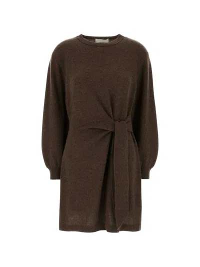 Lisa Yang Cashmere Abrielle Sweater Dress Crew Neck In Brown