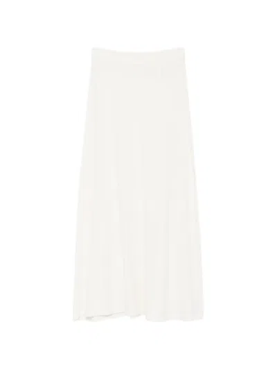 Lisa Yang Adrienne Fine-knit Flared Maxi Skirt In White