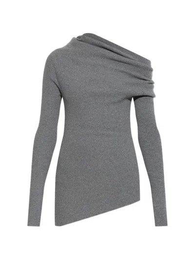 Lisa Yang Agie Ribbed Draped Knitted Top In Gray