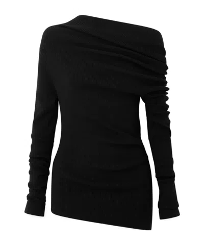 Lisa Yang Agie Ribbed Cotton And Cashmere-blend Sweater In Black