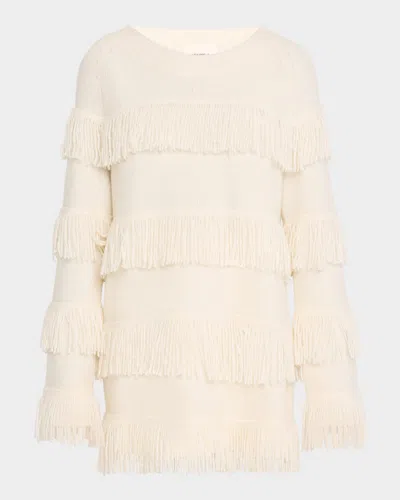 Lisa Yang Agneta Fringe-trim Cashmere Sweater In Ivory