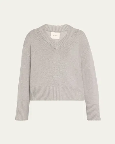 Lisa Yang Aletta V-neck Cashmere Knit Sweater In Dove Grey
