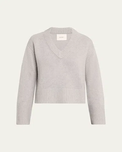 Lisa Yang Aletta V-neck Cashmere Knit Sweater In Gray