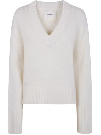 Lisa Yang Aletta Vneck Sweater In White