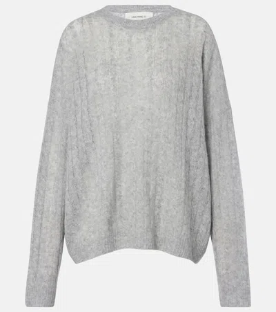 Lisa Yang Amabel Cable-knit Cashmere And Silk-blend Sweater In Gray