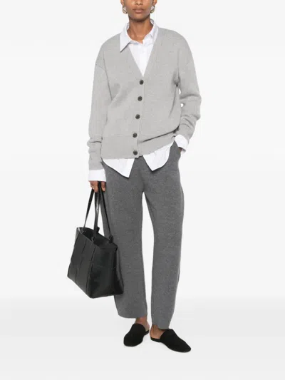 Lisa Yang Amery V-neck Button-up Cardigan In Gray