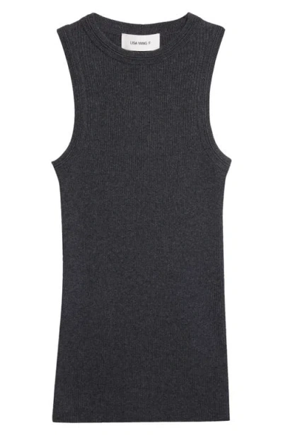 Lisa Yang Amya Ribbed Cotton & Cashmere Sleeveless Sweater In Gray