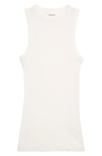 Lisa Yang Amya Ribbed Cotton & Cashmere Sleeveless Sweater In White