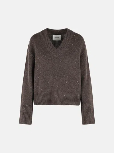 Lisa Yang Anella Sparkly Cashmere V Neck Sweater In Brown