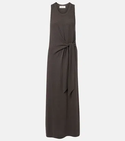 Lisa Yang Angeline Cotton And Cashmere Maxi Dress In Gray