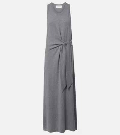 Lisa Yang Angeline Cotton And Cashmere Maxi Dress In Gray