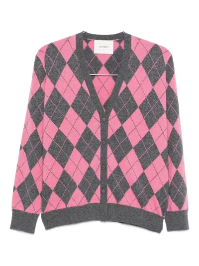 Lisa Yang Argyle Button Cardigan In Gray