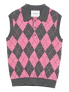 Lisa Yang Argyle Polo Top In Pink