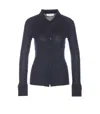 Lisa Yang Ribbed Collared Tight Fit Knitwear In Blue