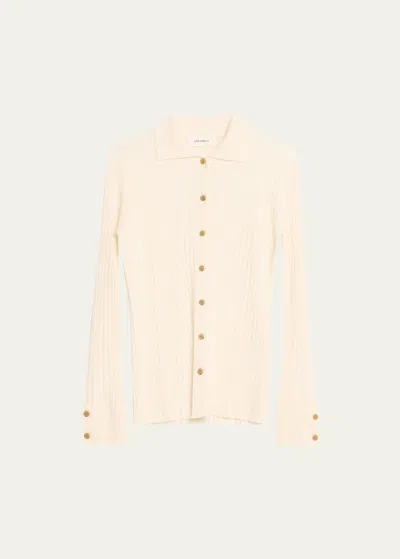 Lisa Yang Aria Cashmere Cardigan Shirt In Ivory