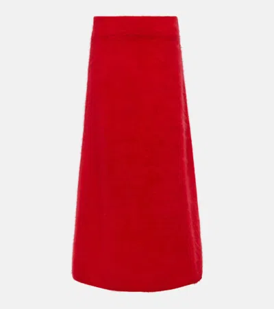 Lisa Yang Asta羊绒中长半身裙 In Red