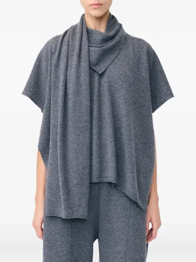 Lisa Yang Asymmetrical Wrap-detail Cape In Grey