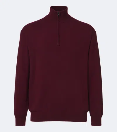Lisa Yang Augustus Cashmere Half-zip Sweater In Burgundy