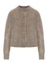 Lisa Yang Soft Knitwear Round Neck Mohair Effect In Brown