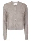 Lisa Yang Cropped Cashmere Cardigan With Contrasting Neckline And Button Closure In Gray