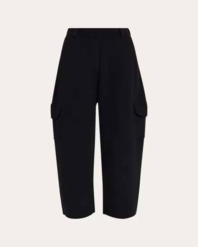 Lisa Yang Azaria Cashmere Barrel-leg Ankle Cargo Trousers In Black