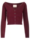 Lisa Yang Long-sleeved Knitted Cardigan In Bordeaux