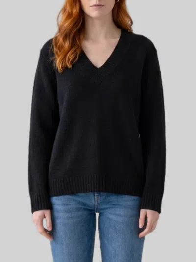 Lisa Yang Cashmere Silk Ribbed Relaxed-fit V-neck Sweater In Black