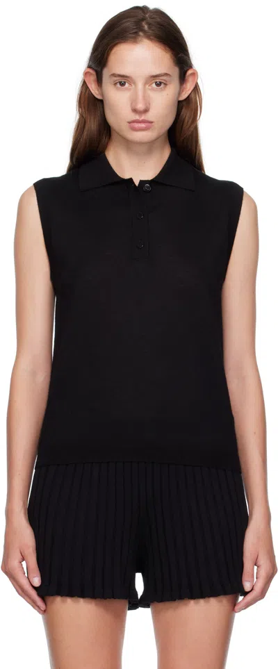 Lisa Yang ブラック Lise ニットポロシャツ In Black
