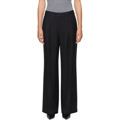 Lisa Yang Black Silk Tailored Wide Leg Trousers In Midnight