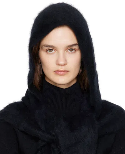 Lisa Yang Black 'the Rina' Scarf In Bk Black Brushed