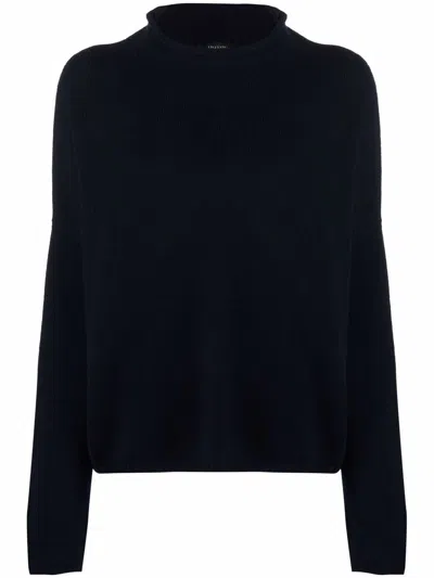 Lisa Yang Blue Cashmere Sweater With Funnel Neck